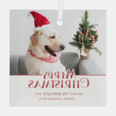 Moderne kerstfoto van Merry Glas Ornament (Achterkant)