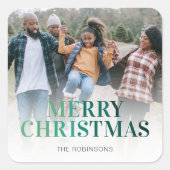 Moderne kerstfoto van Merry Vierkante Sticker (Voorkant)