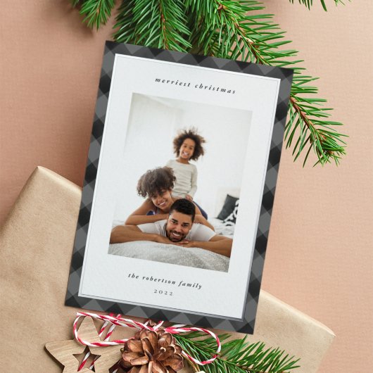 Moderne kerstfoto van rand folie feestdagenkaart