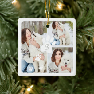 Moderne kerstfoto vier fotocollage keramisch ornament