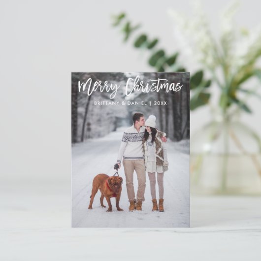 Moderne kerstfoto voor penseel script briefkaart (Staand voorkant)