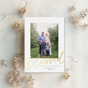 Moderne kerstfoto zonder geloof Gold Folie Feestdagenkaart