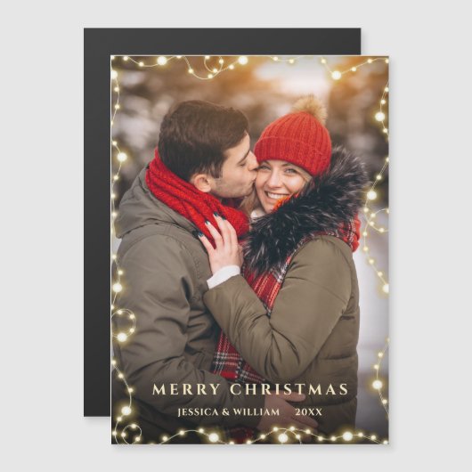 Moderne kerstfotoholiday Magnetic Card (Voorkant / Achterkant)