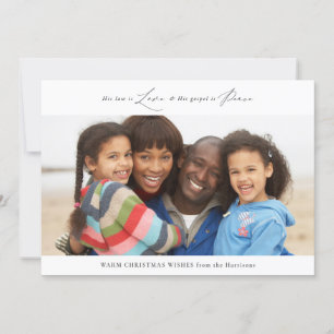 Moderne kerstfotokaart voor religieuze liefde en v kaart