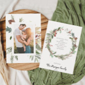 Moderne kerstfotokaarten voor Rustic Bedankkaart