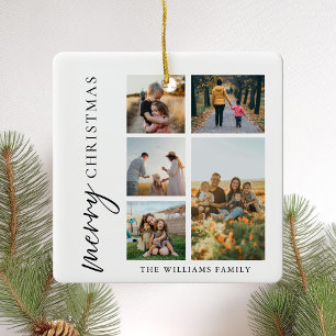 Moderne kerstfoto's voor Merry Collage Keramisch Ornament