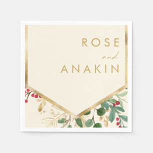 Moderne kerstgrenery   Cream Wedding Napkins Servet