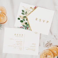 Moderne kerstgrenery | Menu Choice RSVP-kaart