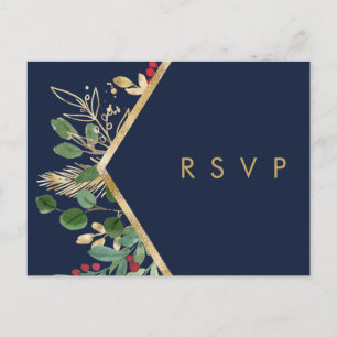 Moderne kerstgrenery Navy Song Request RSVP Briefkaart