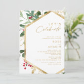 Moderne kerstgrenery | White Let's Celebrate Kaart (Staand voorkant)