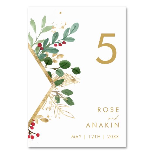 Moderne kerstgrenery | Wit-tabelnummer Kaart (Voorkant)