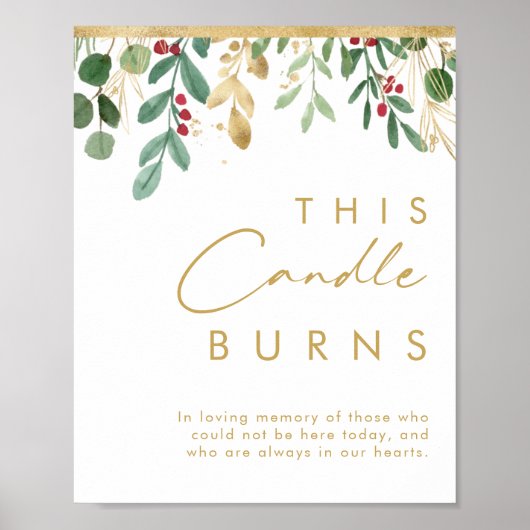 Moderne Kerstgroen | Deze Kaars Brand Post Poster (Voorkant)