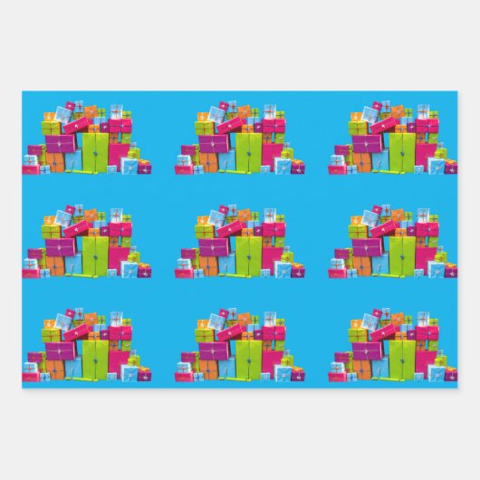 Moderne kerstgroen roze en blauw inpakpapier vel (Voorkant 3)