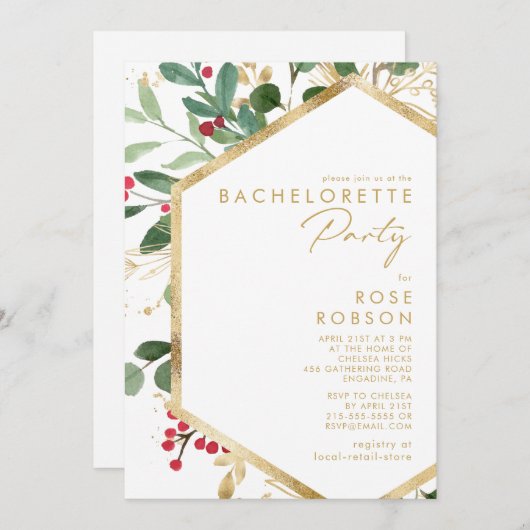 Moderne kerstgroenery White Bachelorette Party Kaart (Voorkant / Achterkant)