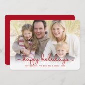 Moderne Kerstgroet Handgeschreven Plat Fotokaart Feestdagenkaart (Voorkant / Achterkant)