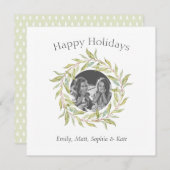 Moderne Kerstgroet Krans Foto Feestdagenkaart (Voorkant / Achterkant)