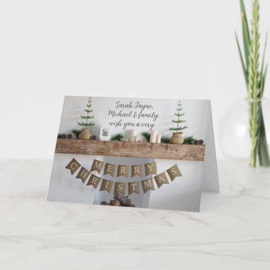 Moderne kersthaard niet-fotofeestdag Kaart (Voorkant)