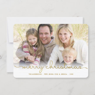 Moderne kersthandscriptfotokaart met Merry-hand Feestdagenkaart