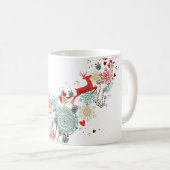 Moderne Kerstherten & Bloemen Koffiemok (Voorkant rechts)