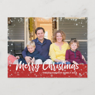 Moderne kerstinsteekfoto's rood Briefkaart