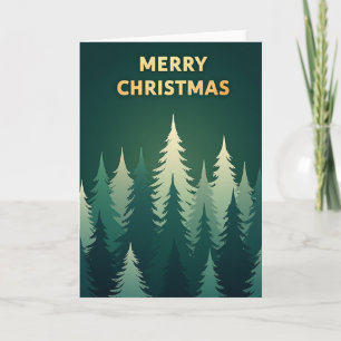 Moderne Kerstkaart in goud en bosgroen Kaart