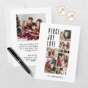 Moderne kerstkaart met 7 foto's collage
