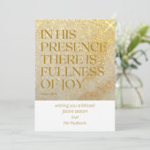 Moderne Kerstkaart met Psalm en Goudstof (Staand voorkant)