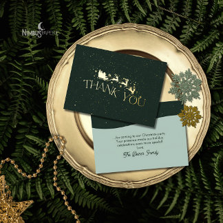 Moderne Kerstkaart met Sneeuwvlok Folie Bedankkaar Uitnodiging