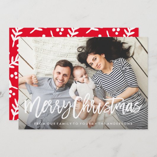 Moderne Kerstkaart met vrolijke feestdagen (Voorkant / Achterkant)