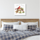 Moderne kerstkardinaal met Vintage Canvas Afdruk (Insitu (Slaapkamer))
