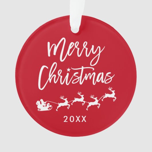 Moderne kerstkerstkerstkerstmis met penseelscript ornament (voorkant)