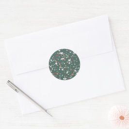 Moderne kerstkleuren Terrazzo Sticker Seal