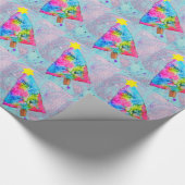Moderne kerstkleurrijke blauwe en roze glitter cadeaupapier (Hoek)