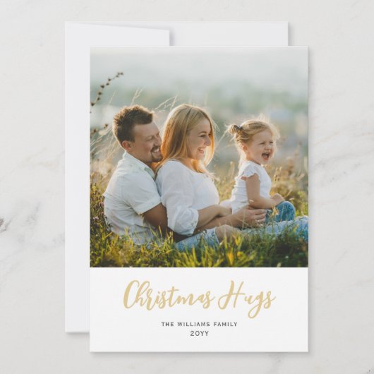 Moderne Kerstknuffels Twee Foto Plat Kerstkaart (Voorkant)