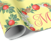 Moderne Kerstkrans Rood Groen Geel Cadeaupapier (Rol Hoek)