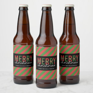 Moderne kerstluipaard afdrukken Rode groene strepe Bier Etiket