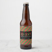 Moderne kerstluipaard afdrukken Rode groene strepe Bier Etiket (Voorkant)