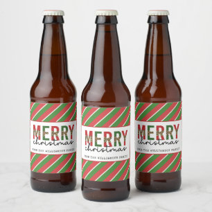 Moderne kerstluipaard afdrukken Rode groene strepe Bier Etiket