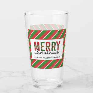 Moderne kerstluipaard afdrukken Rode groene strepe Glas