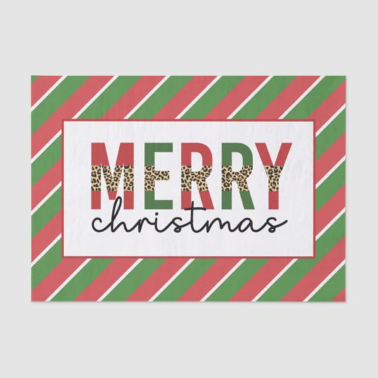 Moderne kerstluipaard afdrukken Rode groene strepe Tissuepapier (Voorkant)