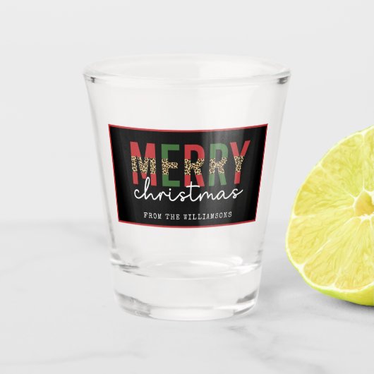 Moderne kerstluipaard minimalistisch shot glas (Voorkant)