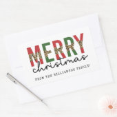Moderne kerstluipaard printtypografie rechthoekige sticker (Envelop)