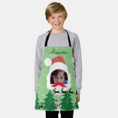 Moderne Kerstman Aangepaste Gezicht Fotonaam Sage Schort (Gedragen)