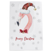 Moderne Kerstman Flamingo Sneeuwvlok Kerstmis Medium Cadeauzakje (Achterkant)