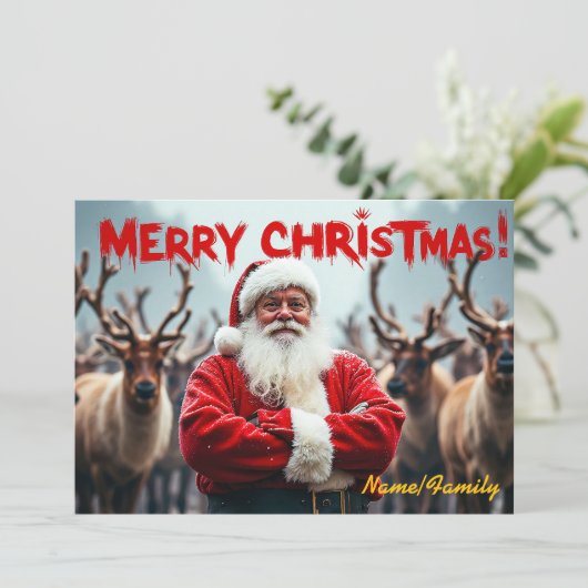Moderne Kerstman Kaart (Staand voorkant)