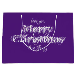 Moderne kerstman met persoonlijke naam Cool Paars Groot Cadeauzakje