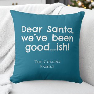 Moderne Kerstman Teal Persoonlijke Humor Kerstmis Kussen