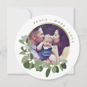 Moderne Kerstmis 2020 familie Foto Greenery Feestdagenkaart