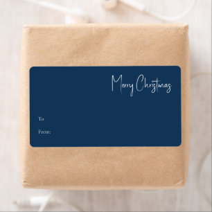 Moderne Kerstmis   Blauw rechthoekig cadeaulabel Etiket