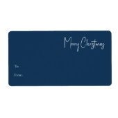 Moderne Kerstmis | Blauw rechthoekig cadeaulabel Etiket (Voorkant)